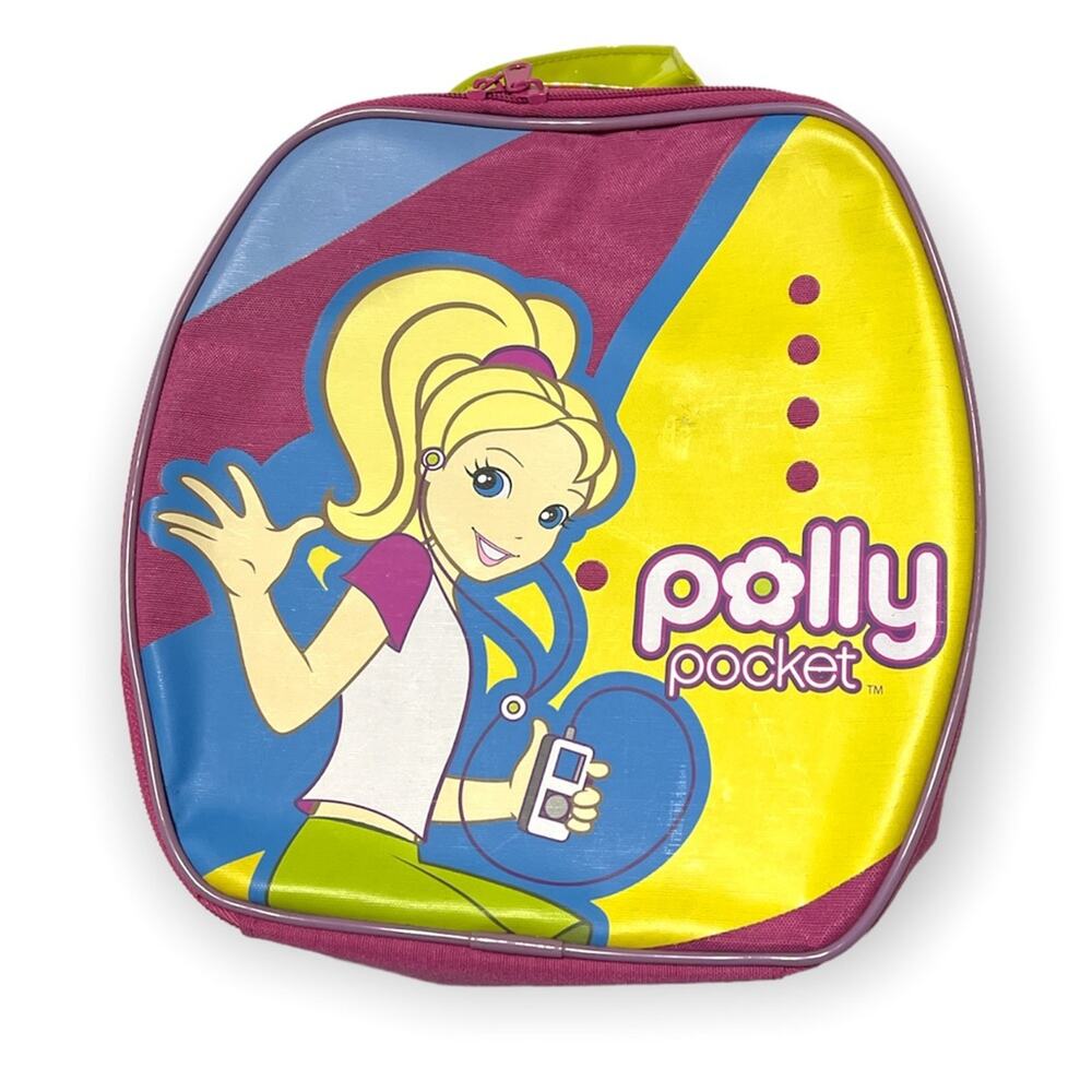 Polly pocket  zip open carry bag case pink yellow